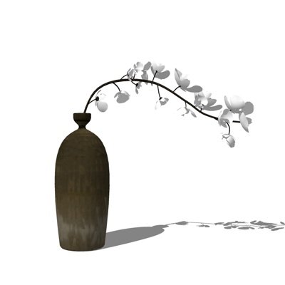 新中式花瓶花卉su模型