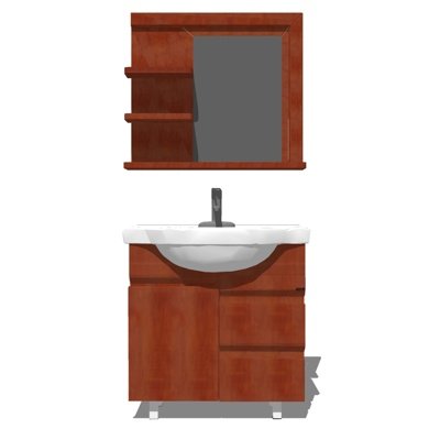 现代实木浴室柜洗手台su模型