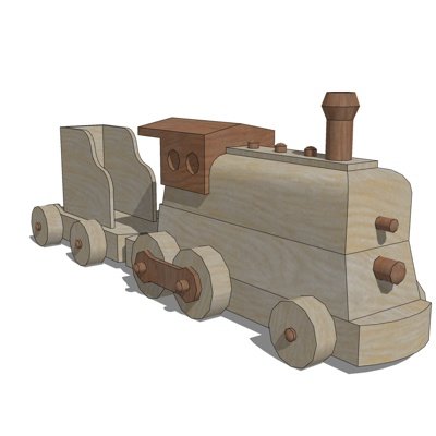 现代木质火车头su模型