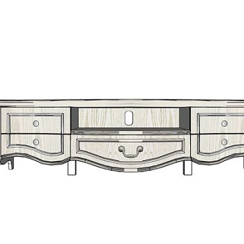 欧式实木电视柜su模型