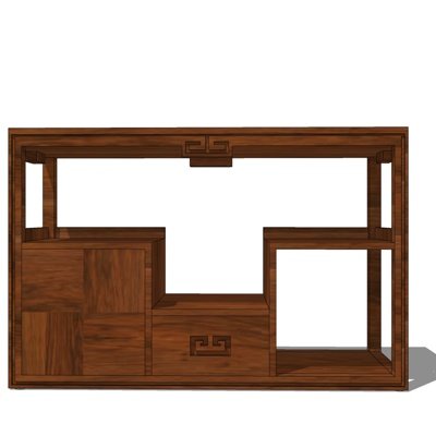 新中式实木装饰柜su模型