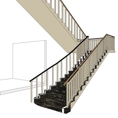 现代室内楼梯su模型