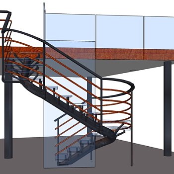 现代楼梯su模型