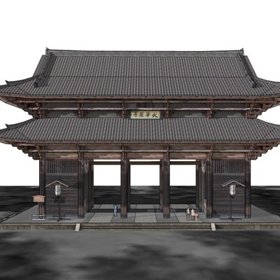 中式寺庙外观su模型