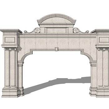 欧式石制大理石大门su模型