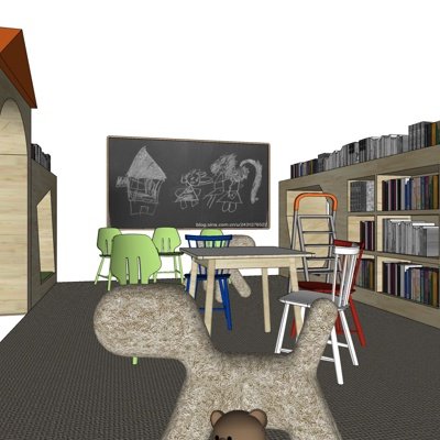 现代书店阅览室su模型