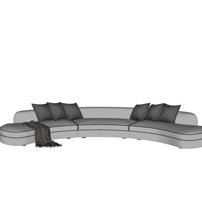 现代弧形多人沙发su模型