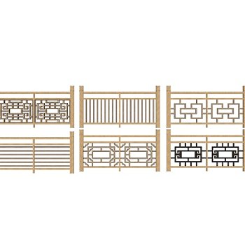 新中式栏杆su模型