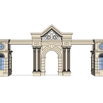简欧门头su模型