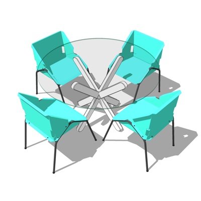现代圆形餐桌椅su模型