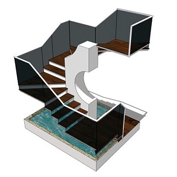 现代楼梯su模型