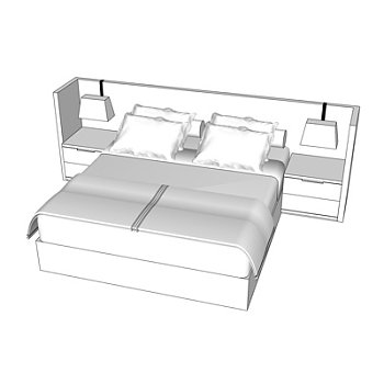 现代双人床su模型
