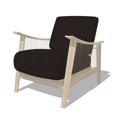 新中式实木单椅su模型
