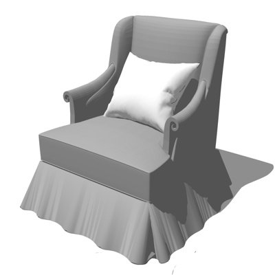 现代布艺单人沙发su模型