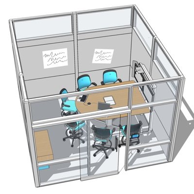 现代会议室su模型