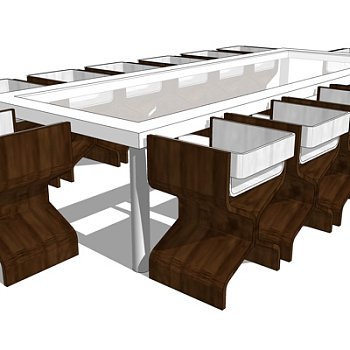 现代餐桌椅su模型