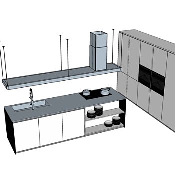 现代橱柜su模型