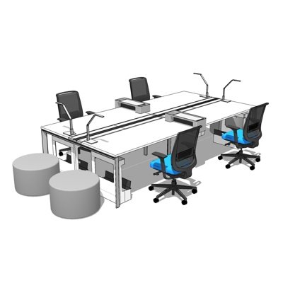 现代办公桌su模型