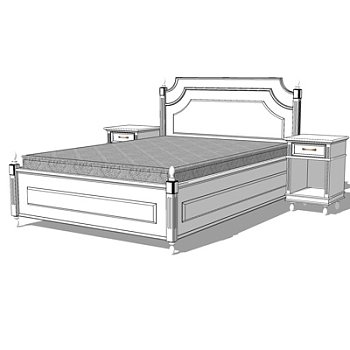 简欧双人床su模型