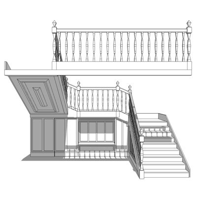 欧式楼梯su模型