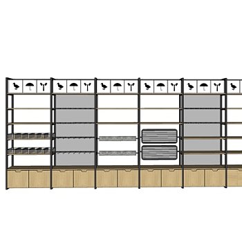 现代超市货架su模型