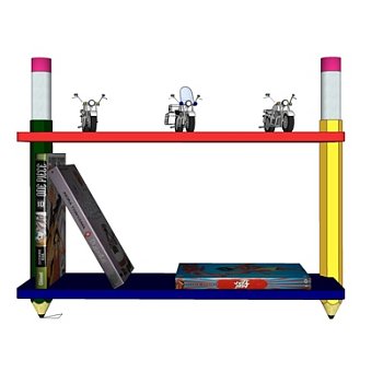 现代书架装饰架su模型