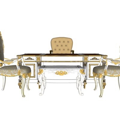 欧式古典休闲桌椅su模型