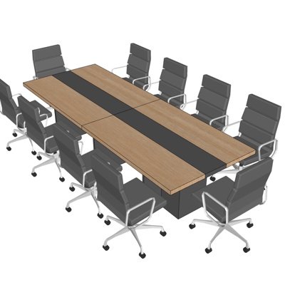 现代实木会议桌su模型