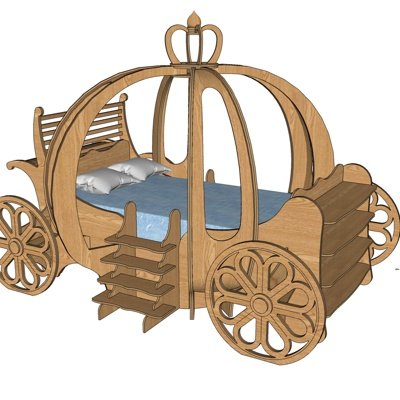 欧式马车婴儿床su模型