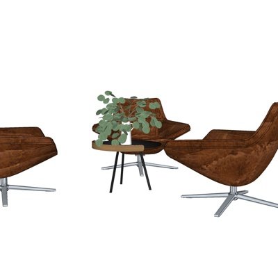 现代皮革休闲桌椅su模型