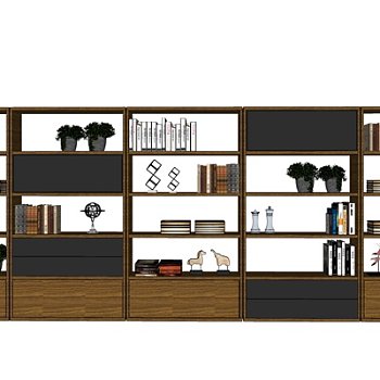 现代实木装饰柜su模型