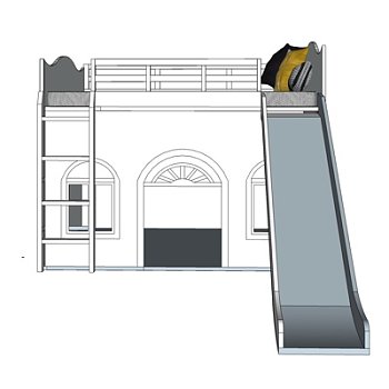 简欧儿童滑梯床su模型