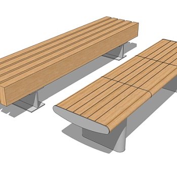 现代户外长凳su模型