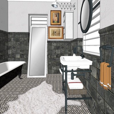 现代浴室su模型