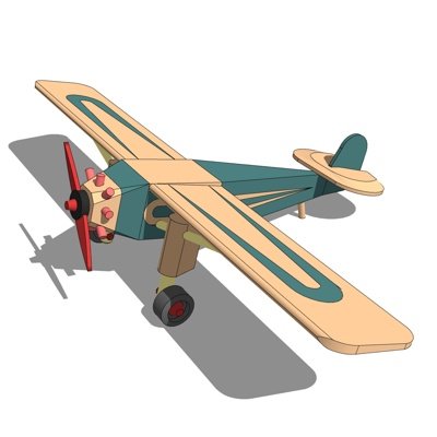 现代木头飞机玩具su模型