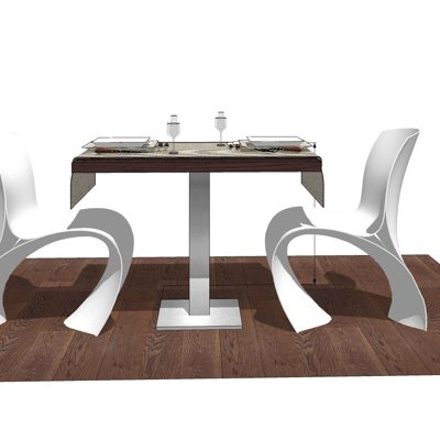 现代双人餐桌椅su模型