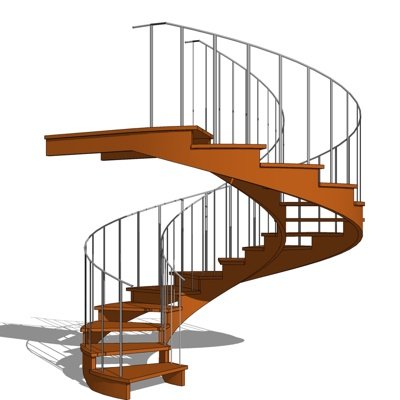 现代实木螺旋楼梯su模型