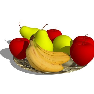 现代香蕉苹果梨子水果su模型