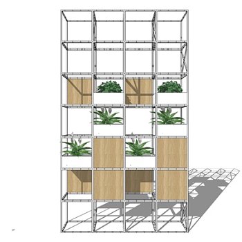 现代绿植装饰架su模型