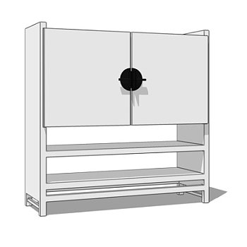 现代实木储物柜su模型