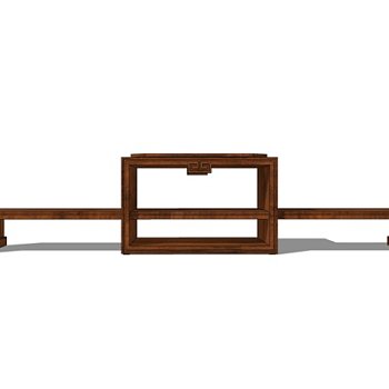 新中式实木端景台su模型