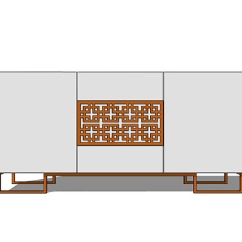 新中式实木边柜su模型