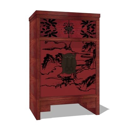 新中式雕花实木衣柜su模型