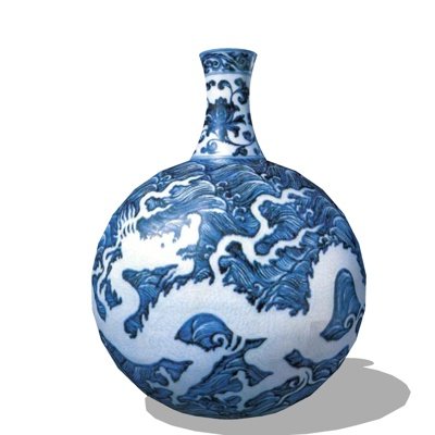 中式青花瓷瓷瓶su模型