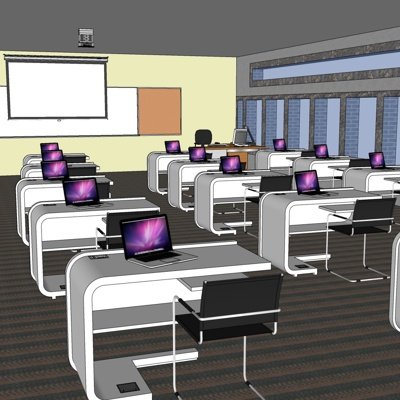 现代电脑教室su模型