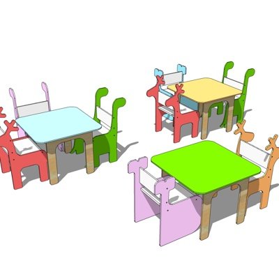 现代实木儿童桌椅su模型