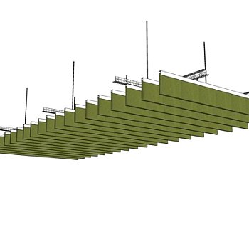 现代办公格栅吊灯su模型