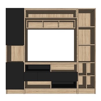 现代实木电视柜su模型