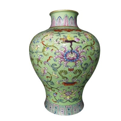 中式牡丹花纹瓷瓶su模型