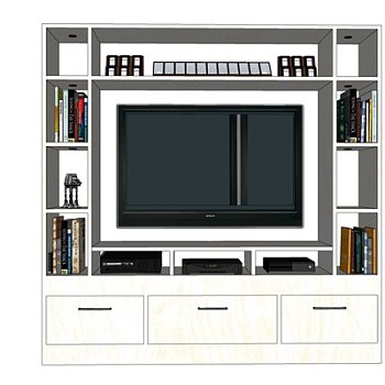 现代实木电视柜su模型